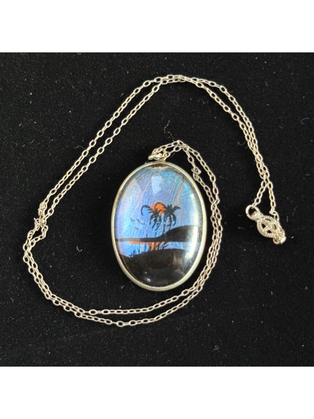 1930s Art Deco Sterling Morpho Butterfly Necklace – Rare Fold-Over Clasp [As-Is]